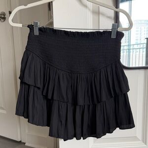 Mustard Seed Black Smocked Tiered Ruffle Mini Skirt